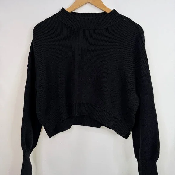 Free People Cropped Sweater Women XS Black OB1609060 - Picture 7 of 8